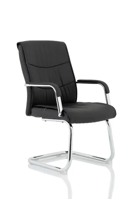 Carter Medium Back Black Leather Cantilever Visitor Office Chair with Arms
