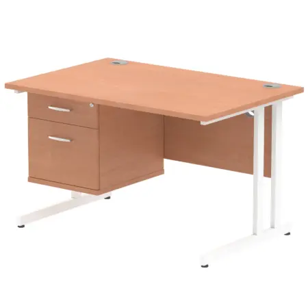 OE - Impulse 1200mm Cantilever Straight Desk With Single Fixed Pedestal