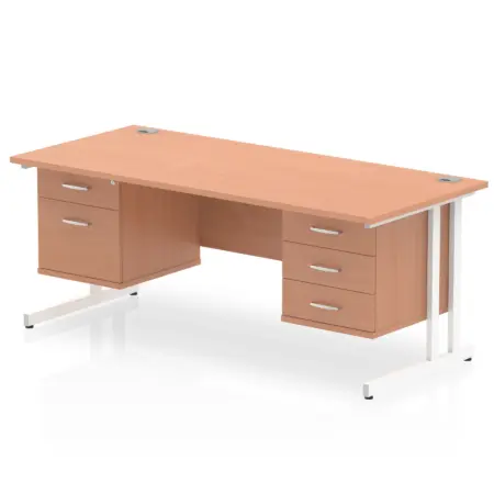 Impulse 1800mm Cantilever Straight Desk With Two Fixed